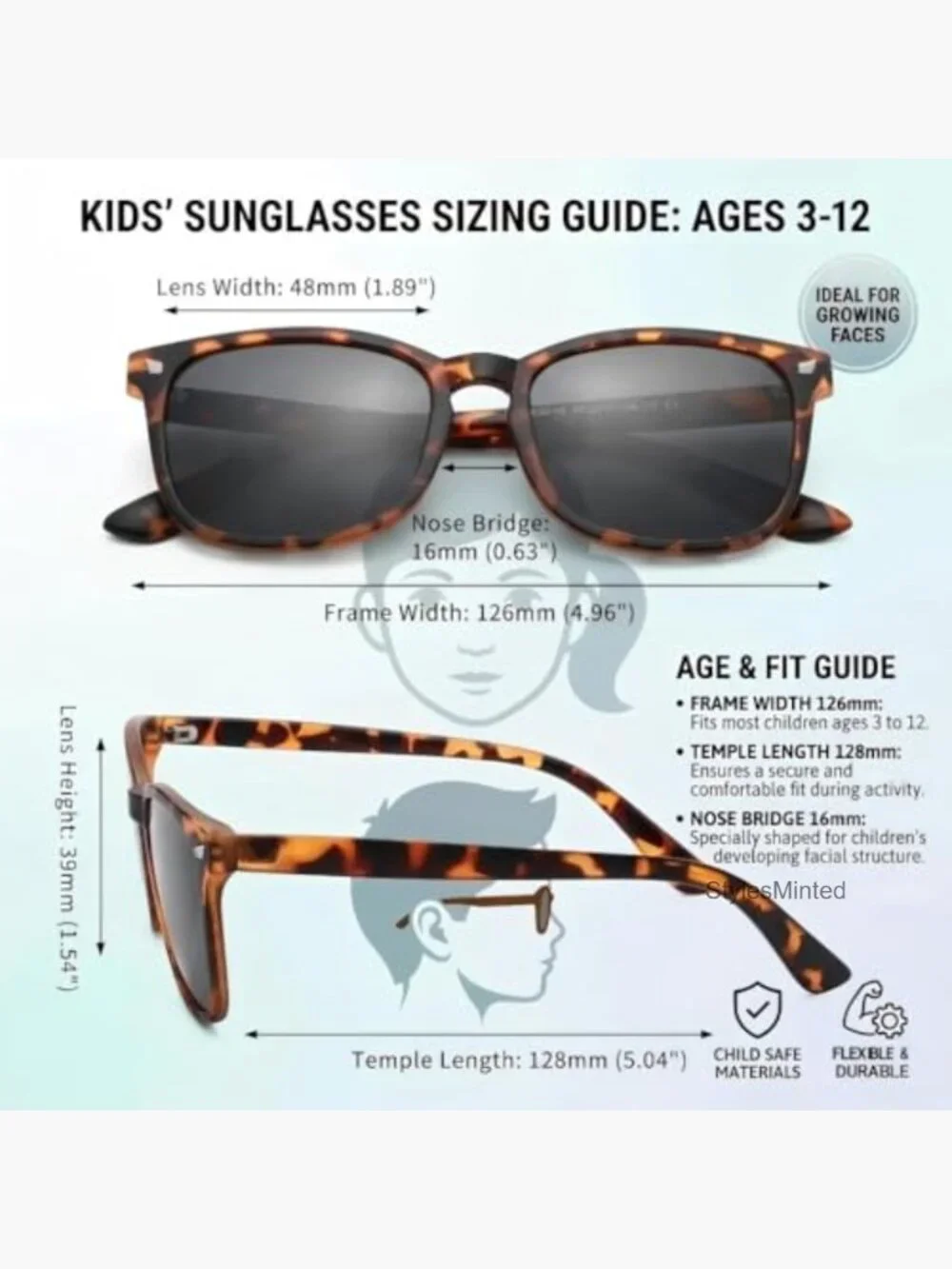Polarized Kids Sunglasses UV 400 Protection for Boys Girls Ages 3-12